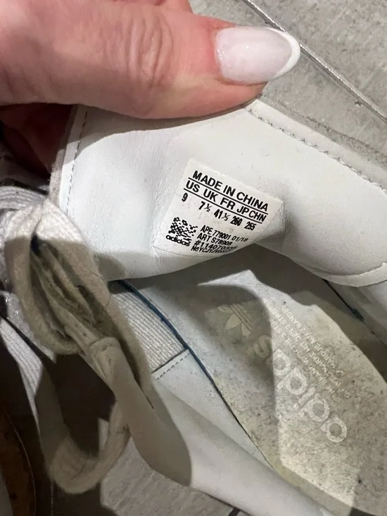 adidas White / Green Leather Sneakers with special edition bamboo sole - Picture 4 of 4